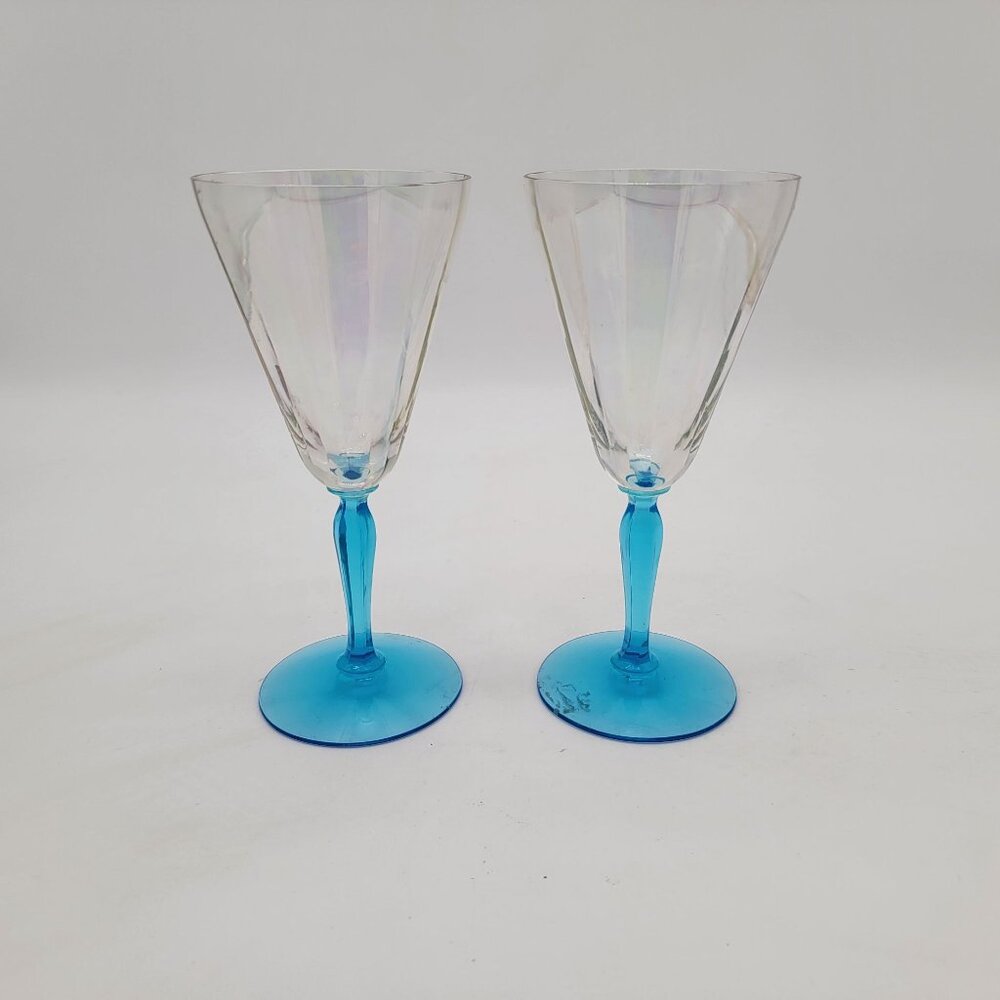 Pair of Fostoria Delphian Water Goblets